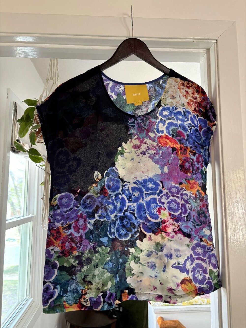 Anthro Maeve Painterly Floral Blouse Size 4 | Artistic Print Boho Top